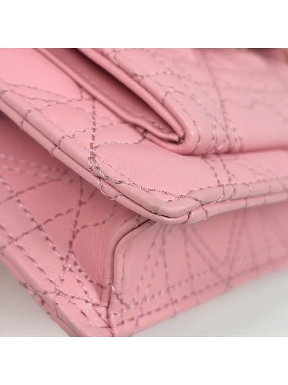 Dior My Daily Chain Wallet Heart Cannage Leather Pink Shoulder Bag